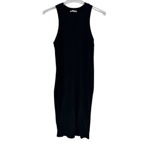 Women's Sz Small Zara Black Ribbed Knit Midi Dress
